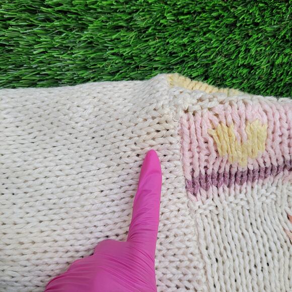 Vintage 90s Knitwear Sweater Womens Small 19x23 Ivory - Picture 11 of 15